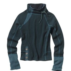 Prana Dark Teal Sweater with Button Detail